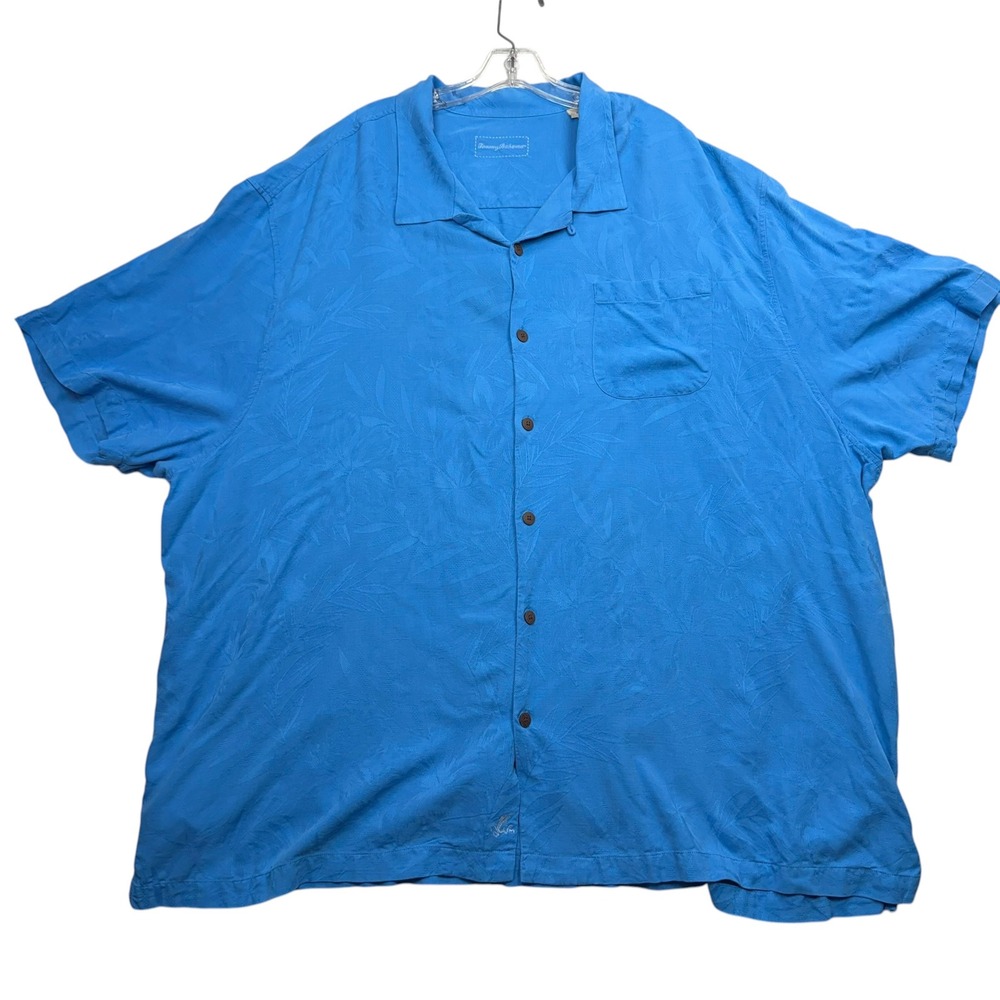 Tommy Bahama Button Down Shirt Mens 4XB Blue Tropical Leaf Jacquard BT316595